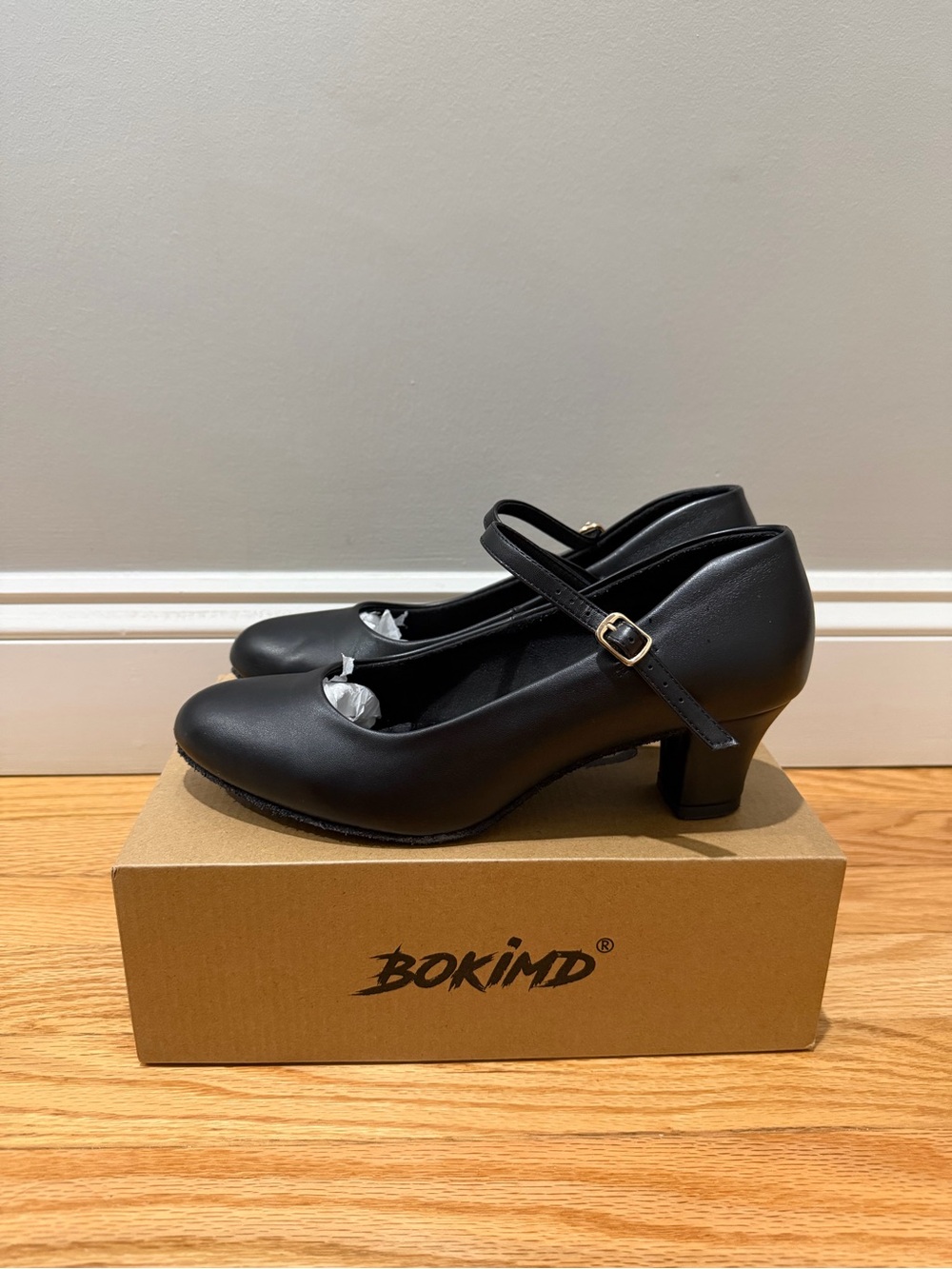 Black Mary Jane Block Heel Pumps for Women